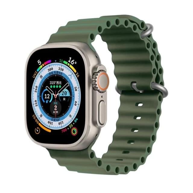 Ремешок силиконовый Ocean Band для Apple Watch 42/44/45/49 мм Series Ultra/SE/8/7/6/5/4/3/2/1 Оливковый