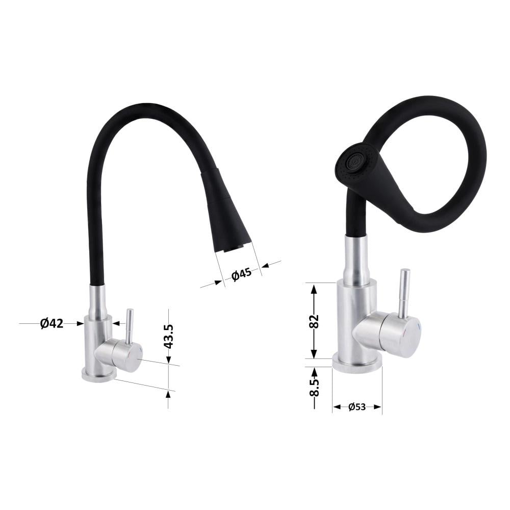 Набор 3в1 в ванную ТМ Lidz душевая система Latwa Black/смеситель для умывальника Latwa Black/смеситель для кухни Aria - фото 8