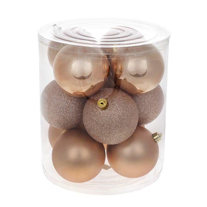 Набор пластиковых новогодних шаров Flora 12 шт. D 8 см (13072)