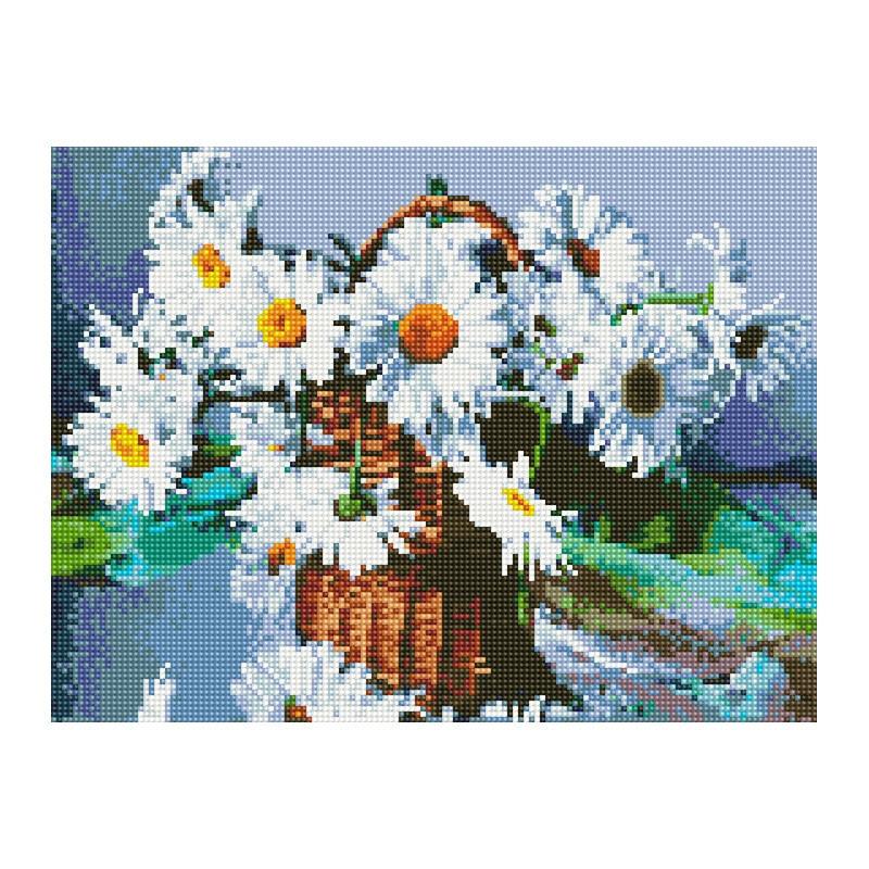 Алмазная мозаика на подрамнике Rainbow Art Ромашки в корзине 40х30 см (EJ1389)