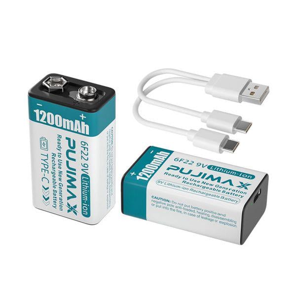Акумулятор крона Pujimax 9V 1200 mAh Li-Ion USB type-C 2 шт. (0090)
