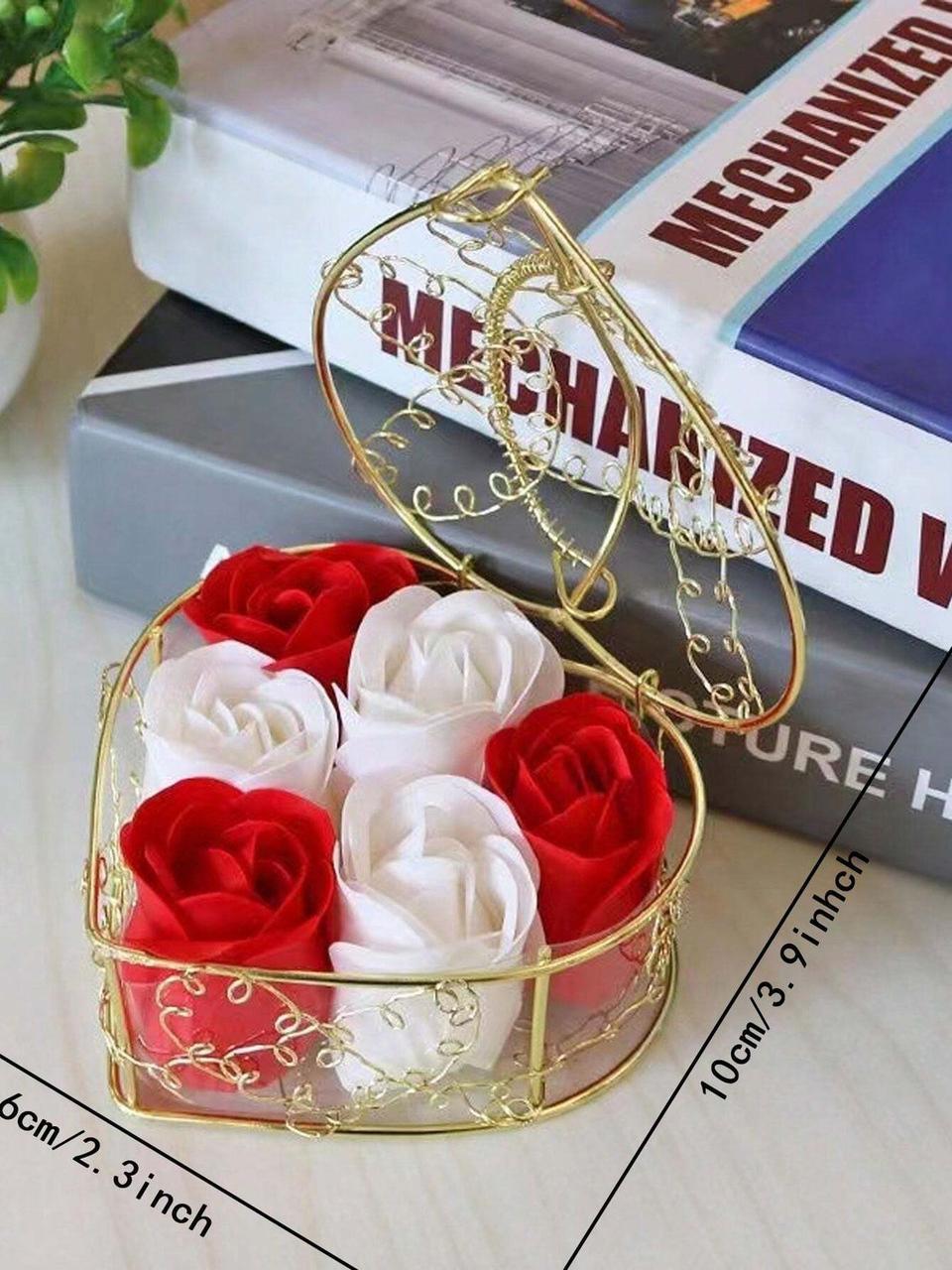 Подарунковий набір Троянди з мила в корзині у вигляді серця 6 шт. Червоний (2549773951) - фото 3 Подарунковий набір Троянди з мила в корзині у вигляді серця 6 шт. Червоний (2549773951) - фото 3