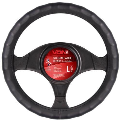 Чохол на кермо Vitol UNI VLOD-L06 BK шкіра L 39-41 см