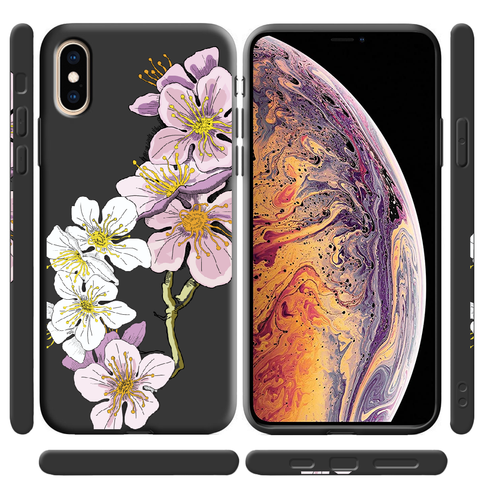 Чохол Boxface iPhone X Cherry Blossom Чорний силікон (32139-cc4-38046) - фото 2