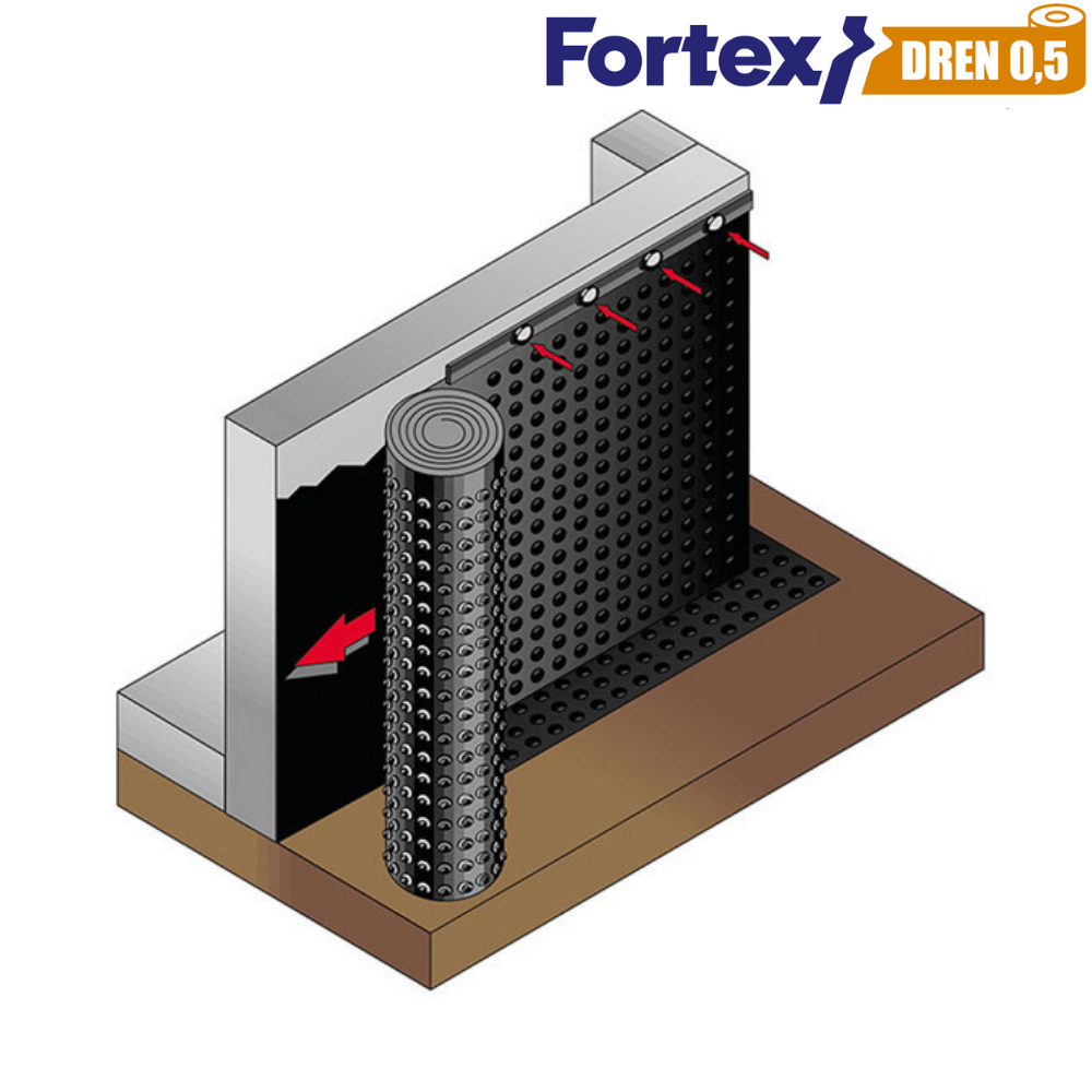Мембрана для фундамента дренажная Fortex DREN 0,5 1x20 м 20 м2 (340052) - фото 14 Мембрана для фундамента дренажная Fortex DREN 0,5 1x20 м 20 м2 (340052) - фото 14