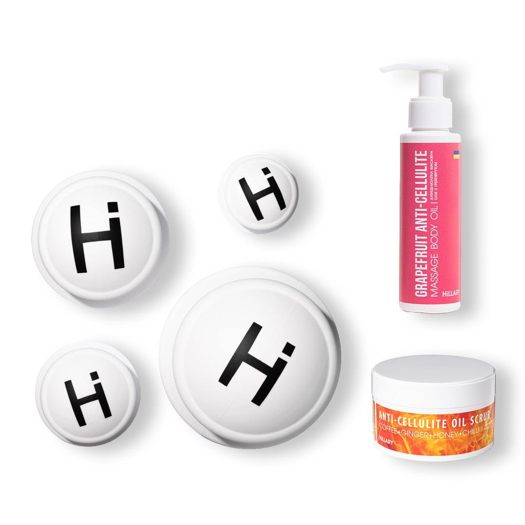 Антицелюлітний масажний набір Hillary розігріваючий скраб для тіла (K-11-266)