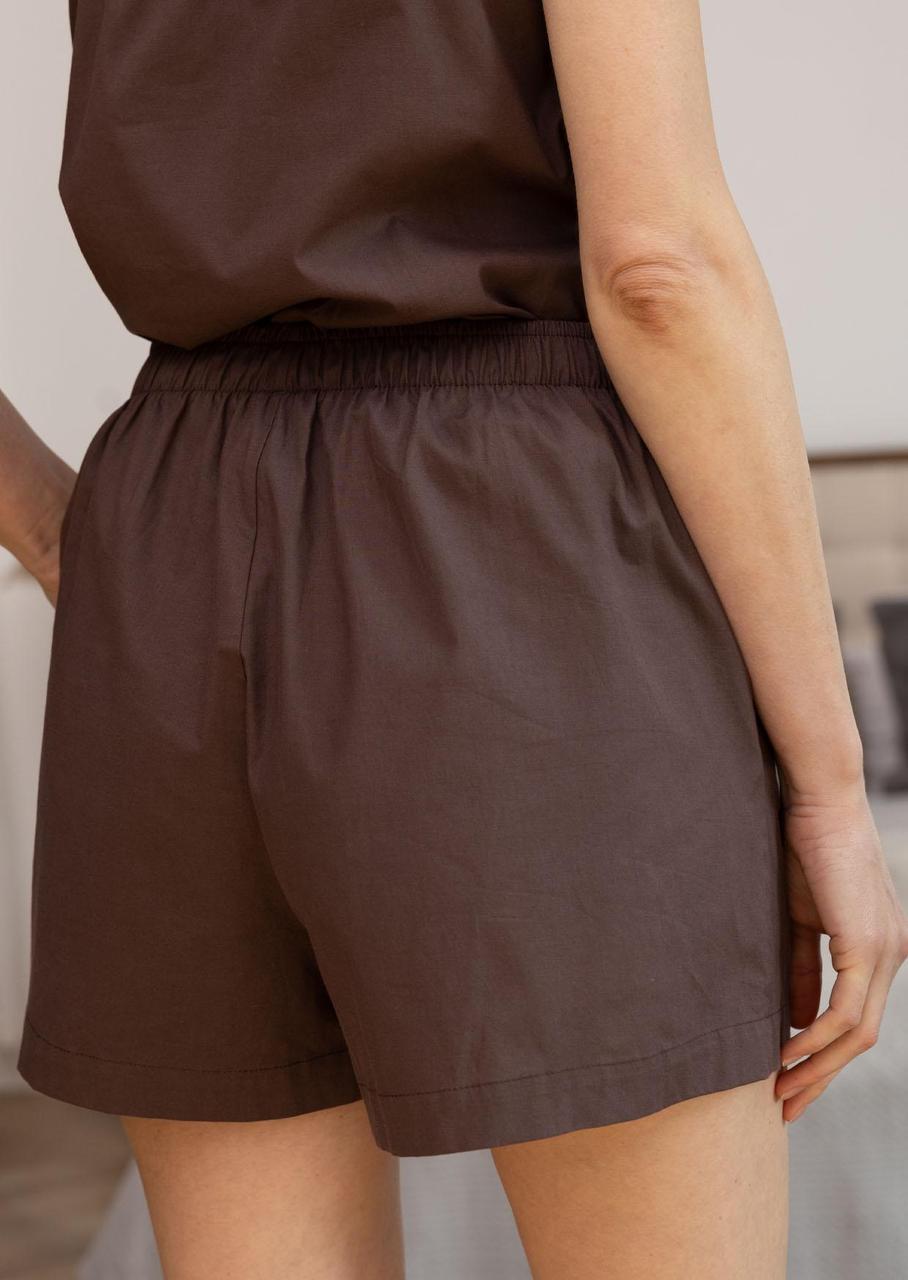 Костюм женский Leinle майка на тонких бретелях/шорты с высокой посадкой XL Шоколадный (1504/69023+1529/69023) - фото 5