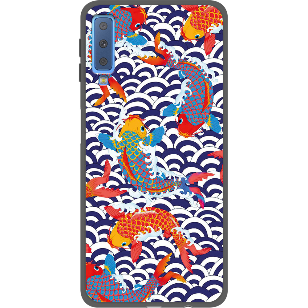 Чехол Boxface Samsung A750 Galaxy A7 2018 Koi Fish Черный силикон (35481-up2477-35597)