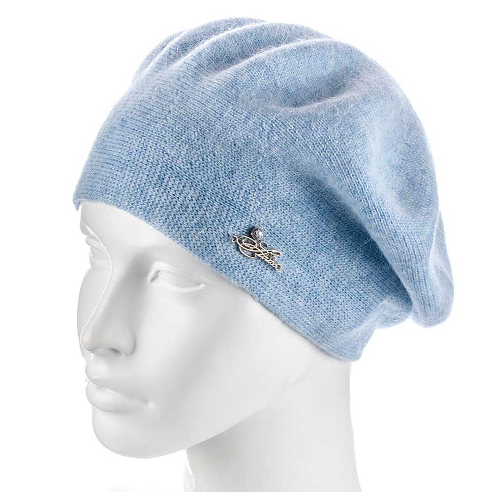 Берет женский Actrics WH774 из ангоры двойной на ножке L/57-58 Голубой