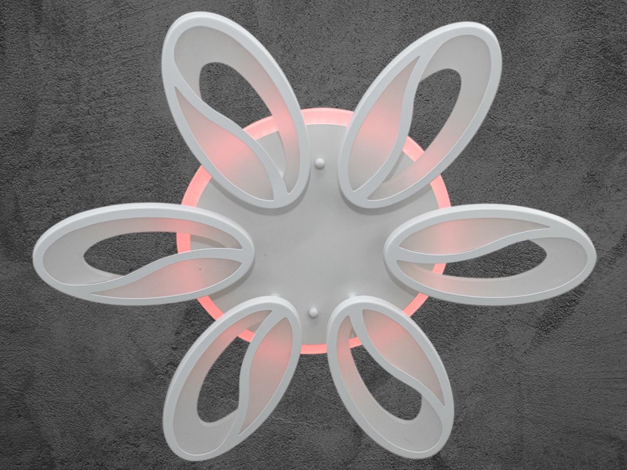 Люстра Led с подсветкой 8090-6WH-LS 105W на 15 м2 Белый (1790706590) - фото 2