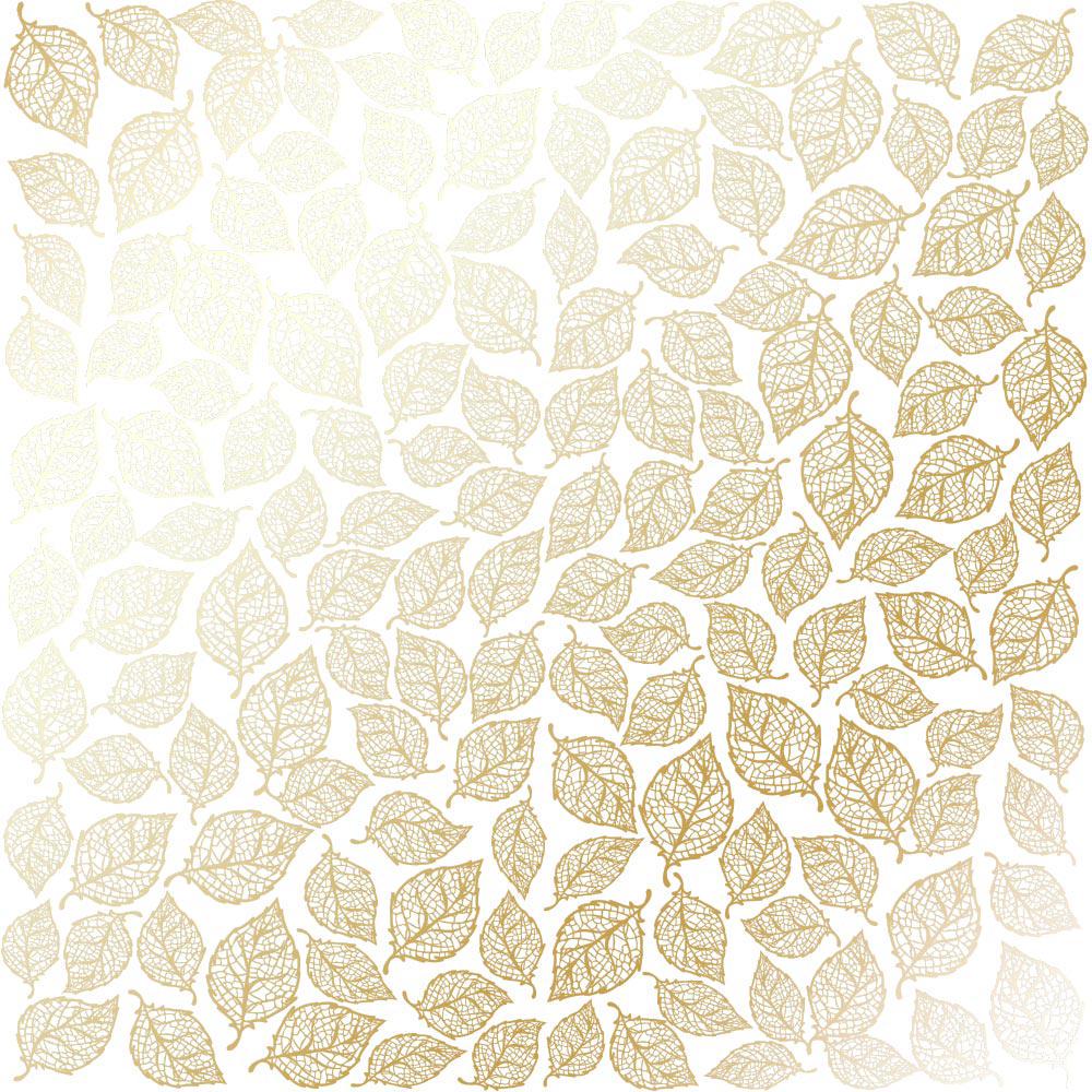 Лист бумаги односторонний Golden Leaves mini с фольгированием 30,5х30,5 см White