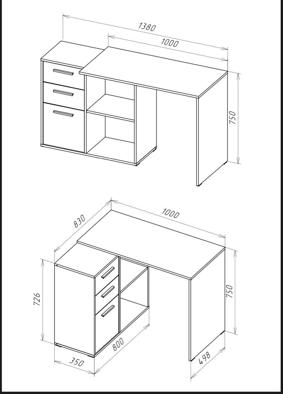 Письменный стол Doros T8 100х83х75 см Белое дерево/Графитовый (81339363) - фото 7