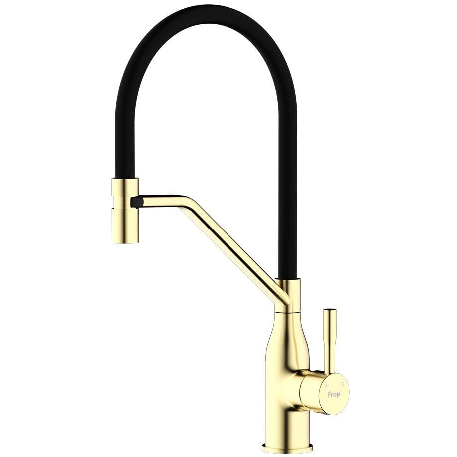 Змішувач для кухні Frap F4497-3 з гнучким виливом Чорний (227510)