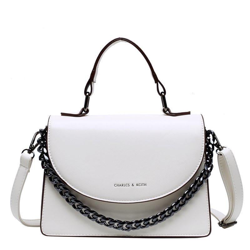 Сумка жіноча класична з ланцюжком через плече на ремінці Білий