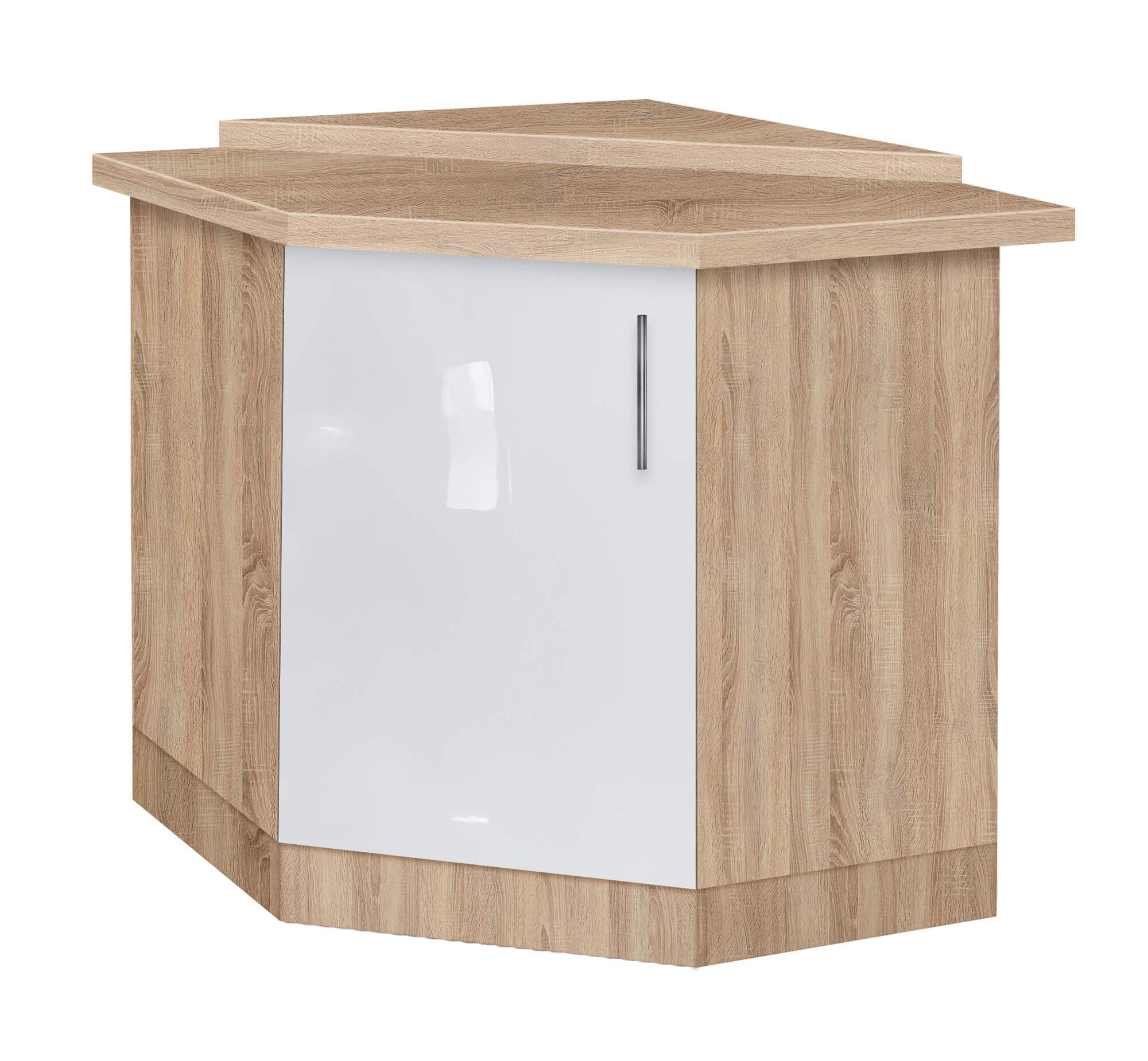 Тумба кутова кухонна №1 МАКСІ-МЕблі зі стільницею 1-й кат. складська програма з фарбованими МДФ фасадами Дуб сонома/Білий(5102484)