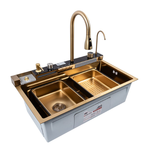 Мойка кухонная PVD Valeso Handmade Водопад Gold (33355773)