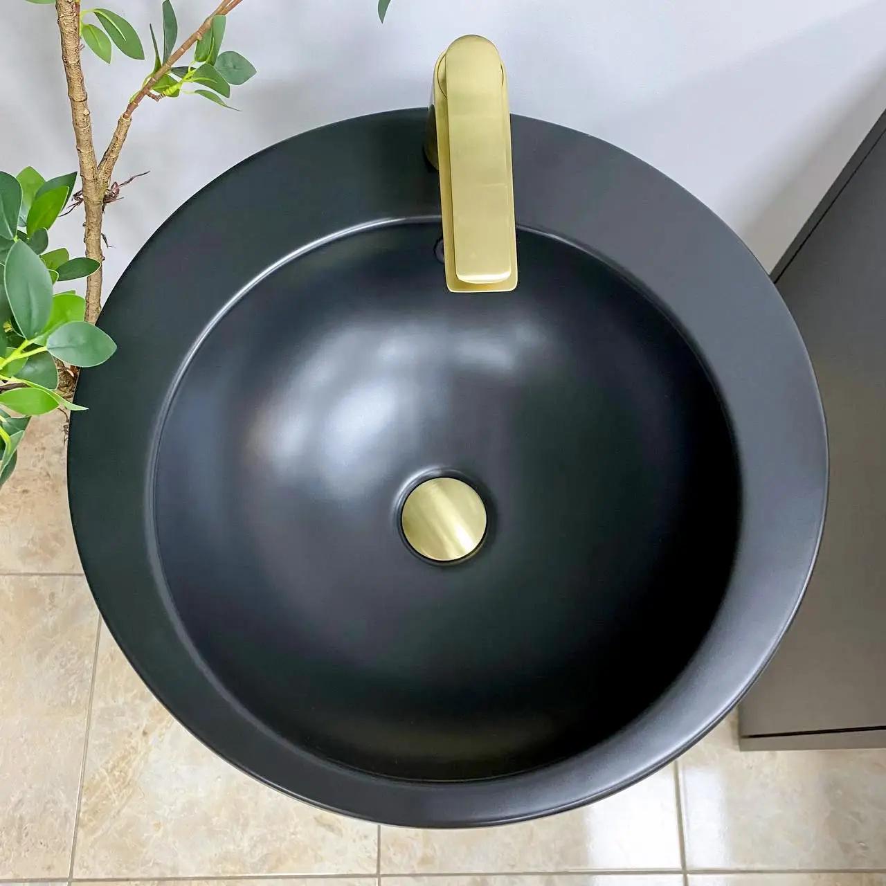 Умивальник підлоговий VBI Agropoli круглий 490x490 мм Чорний матовий (RM-VBI-019005) - фото 5 Умивальник підлоговий VBI Agropoli круглий 490x490 мм Чорний матовий (RM-VBI-019005) - фото 5