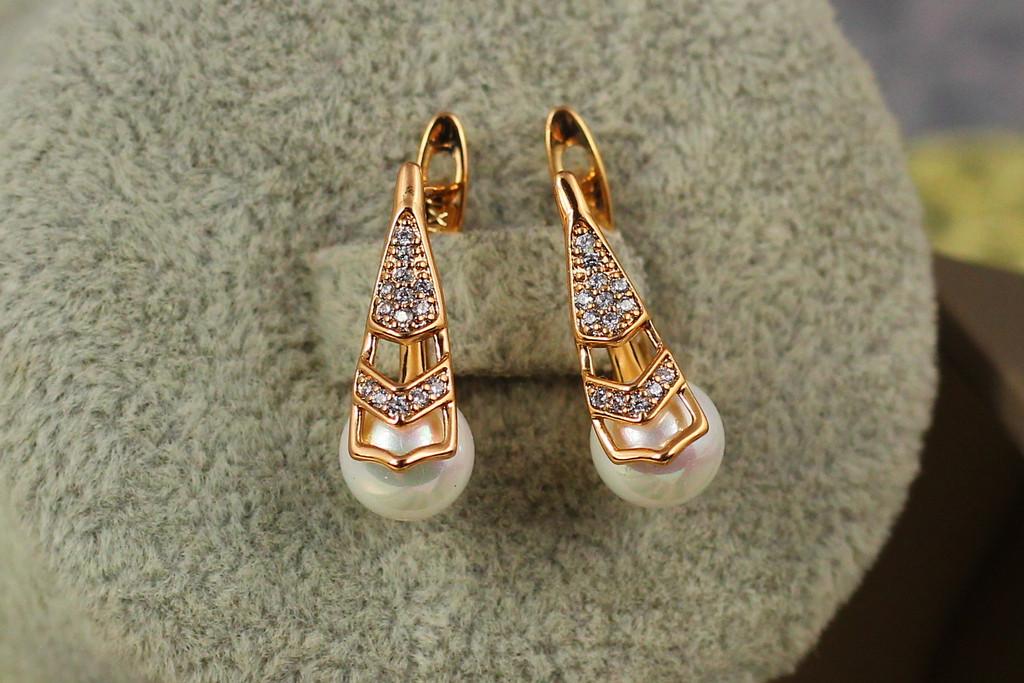 Серьги Xuping Jewelry Зимушка с жемчугом 1,8 см Золотистый (2090162643)