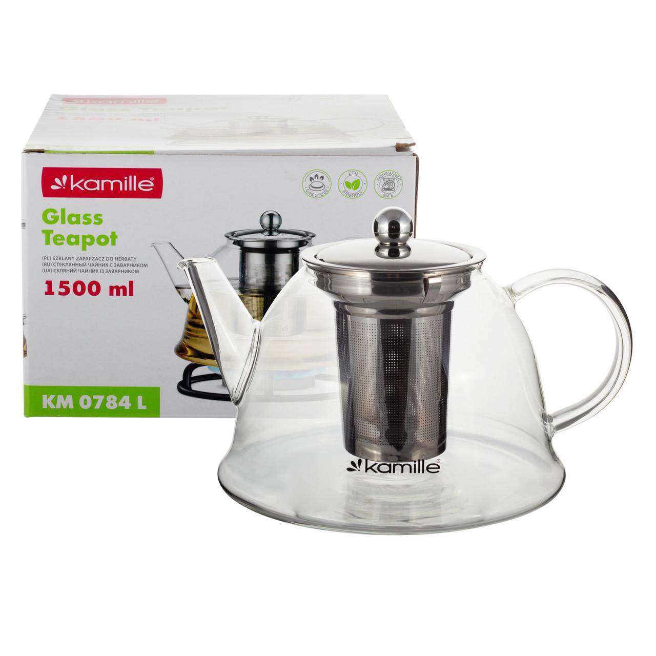 Заварочный чайник Kamille со съемным ситечком 1500 мл (KM-0784L) - фото 2 Заварочный чайник Kamille со съемным ситечком 1500 мл (KM-0784L) - фото 2