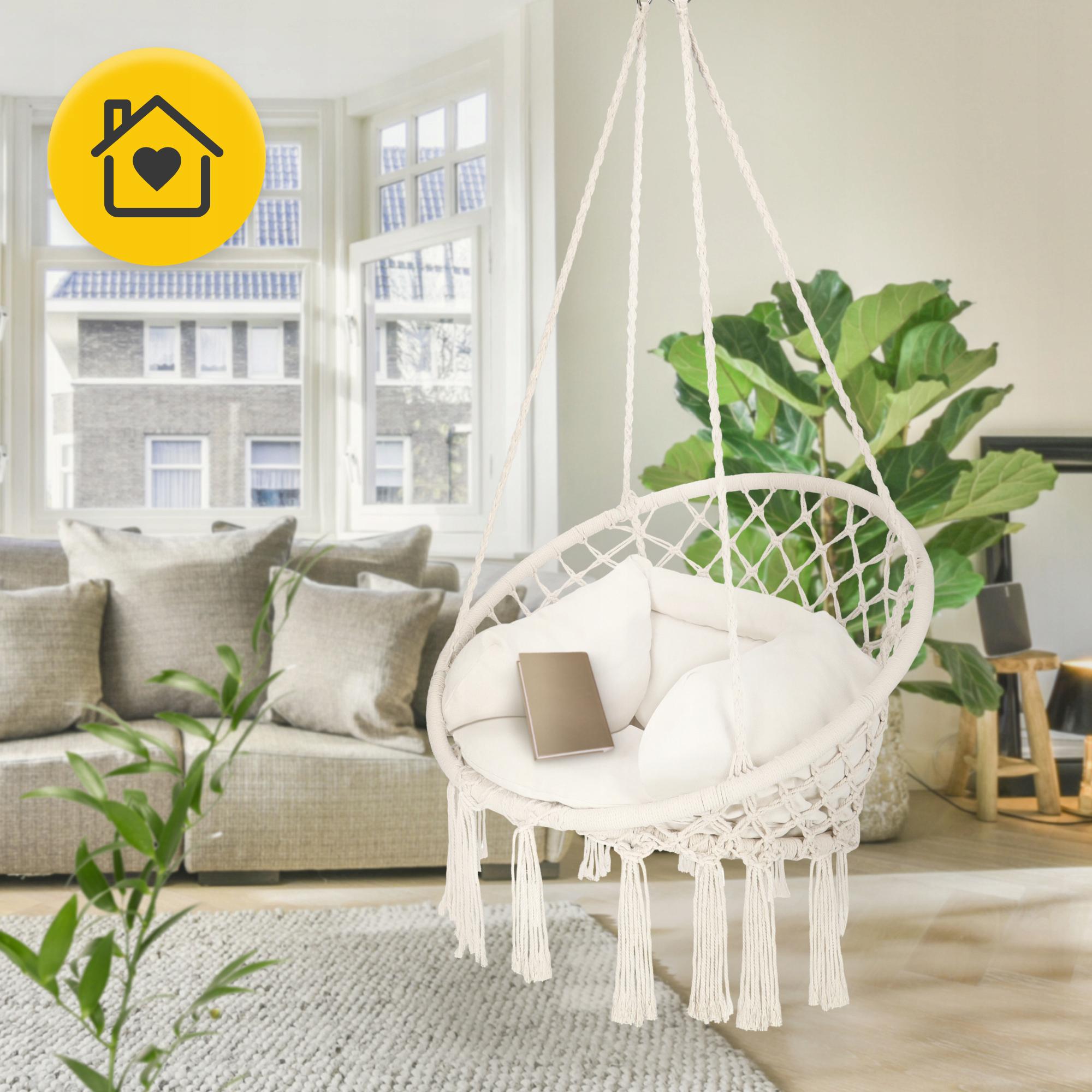 Кресло-качели подвесное 4fizjo Boho Dream с подушкой плетеное 80 см Beige (P-5905973404549) - фото 9