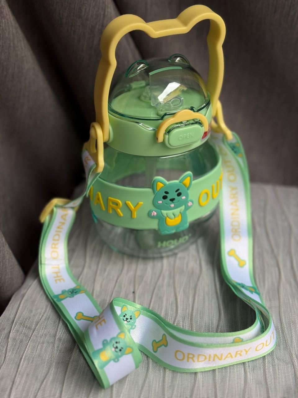 Детская бутылка для воды YIWU HP-14-37GR с трубочкой и ручкой 580 мл Зеленый (HP-14-37GR)