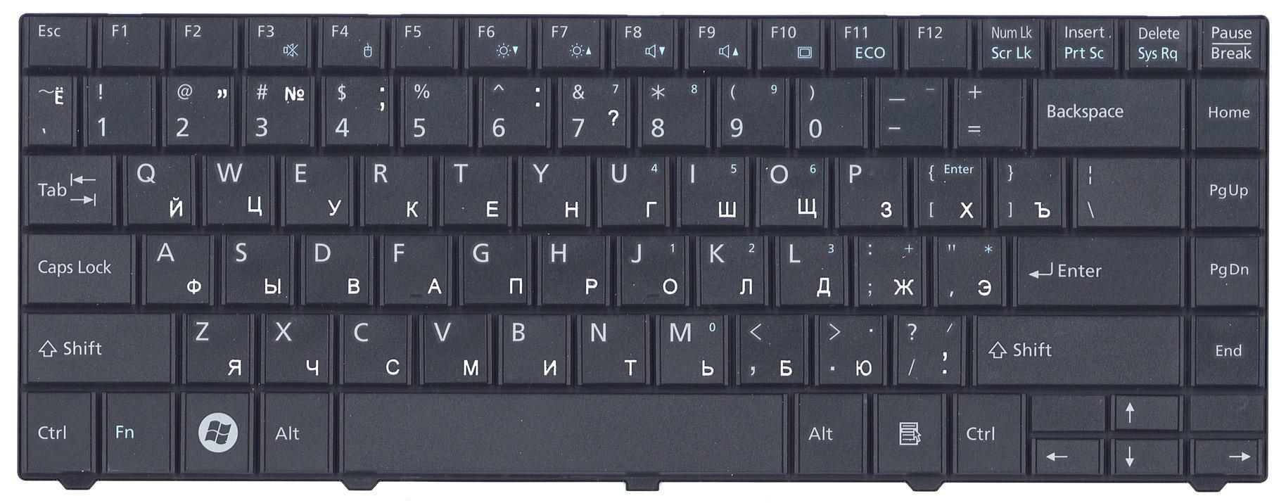 Клавиатура для ноутбука Fujitsu LifeBook LH531 Black