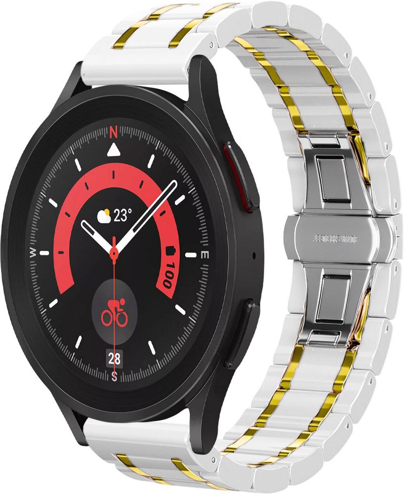 Ремешок керамический Ceramo для Galaxy Watch 5 Pro White/Gold (29197-65)