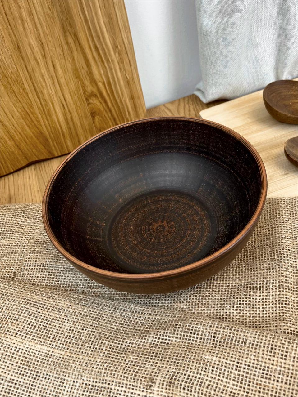 Миска керамічна глиняна гладка 1 л (3003-14)