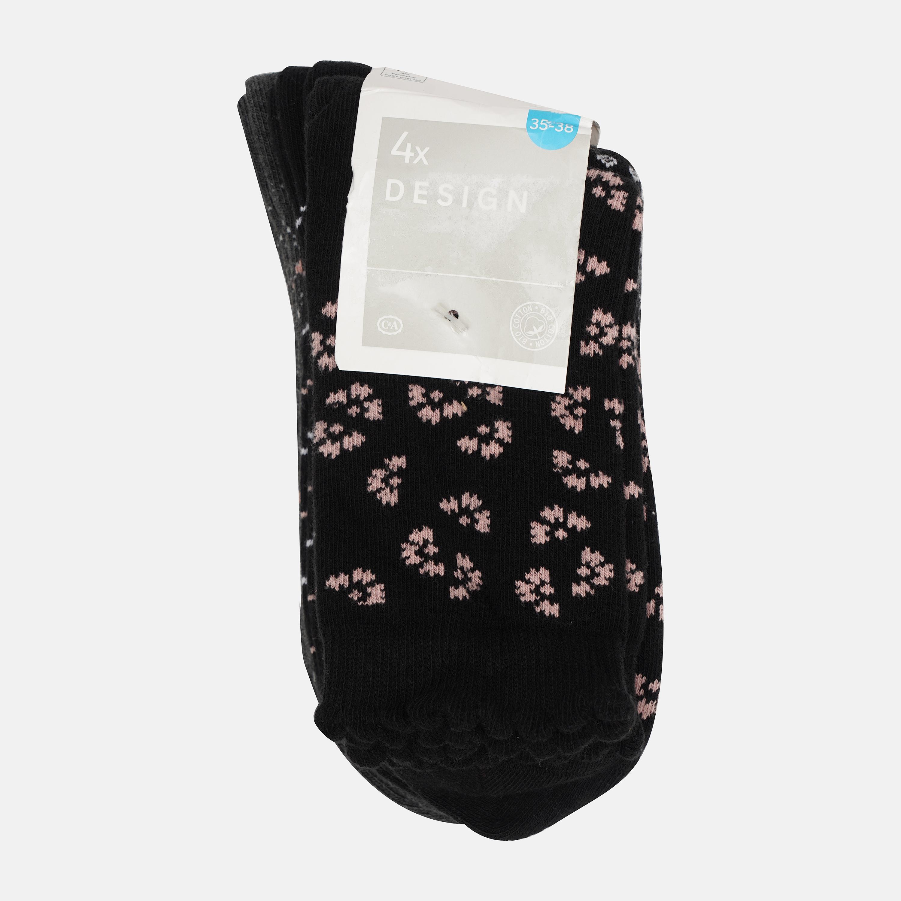 Шкарпетки C&A 4 пари Принт р. 35-38 Чорний (2242379840606)