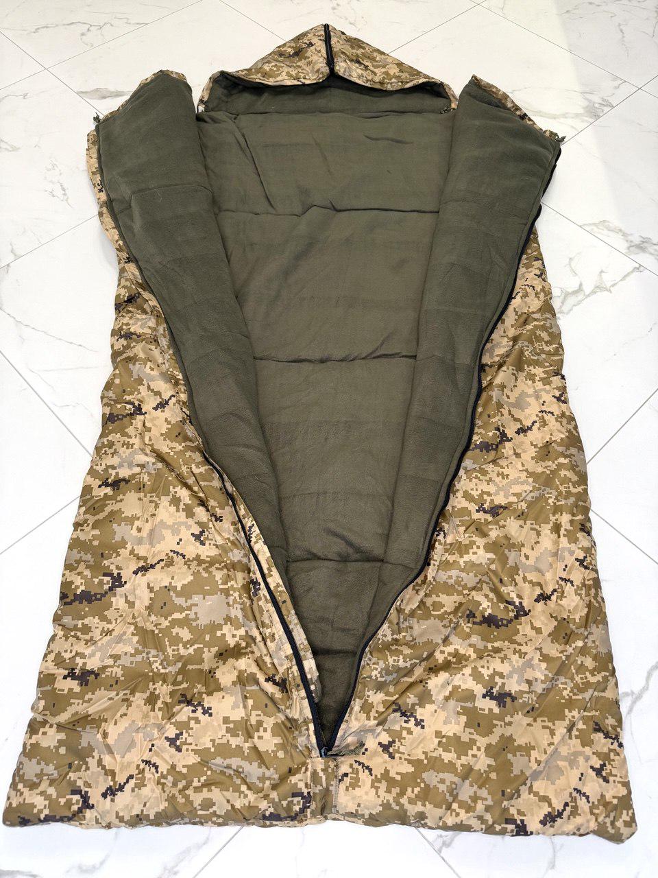 Спальный мешок зимний большой с флисом 95х230 см Пиксель