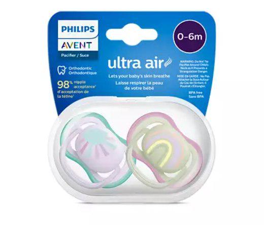 Пустушка Philips Avent Ultra Air для дівчаток 0-6 місяців 2 шт.(143207)