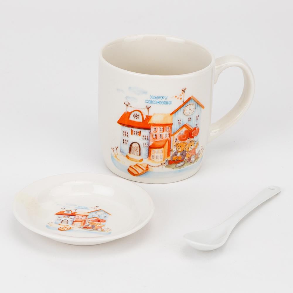 Кружка з блюдцем та ложечкою Happy memories 400 мл (19298-007)