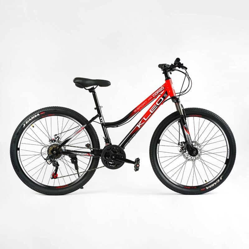 Велосипед спортивний Corso KLEO 26" 21 швидкість сталева рама 15" перемикачі Saiguan Black/Red (137745)