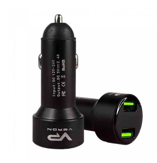 Зарядний пристрій автомобільний Veron C-604A 2USB/2,4A Black - фото 2 Зарядний пристрій автомобільний Veron C-604A 2USB/2,4A Black - фото 2