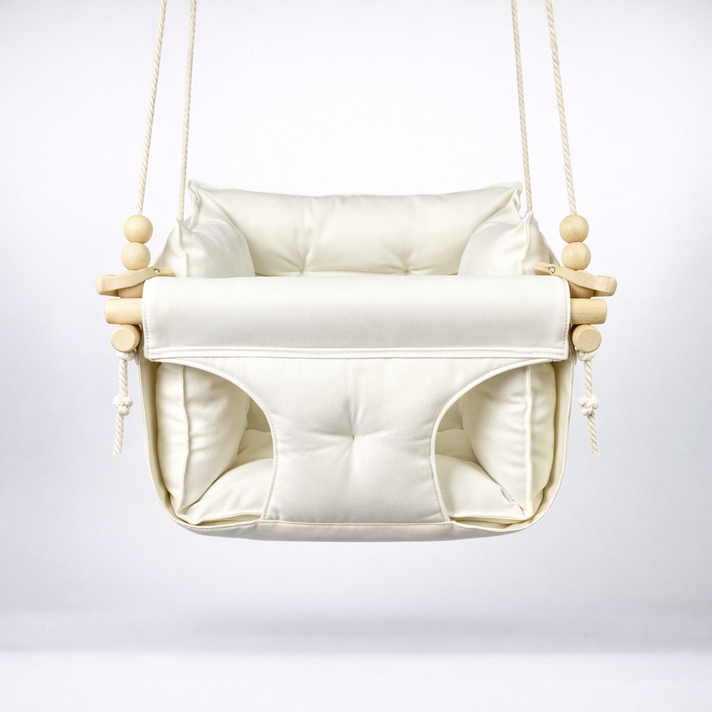 Дитяча гойдалка підвісна Преміум водовідштовхувальна Молочний (gs-9060)