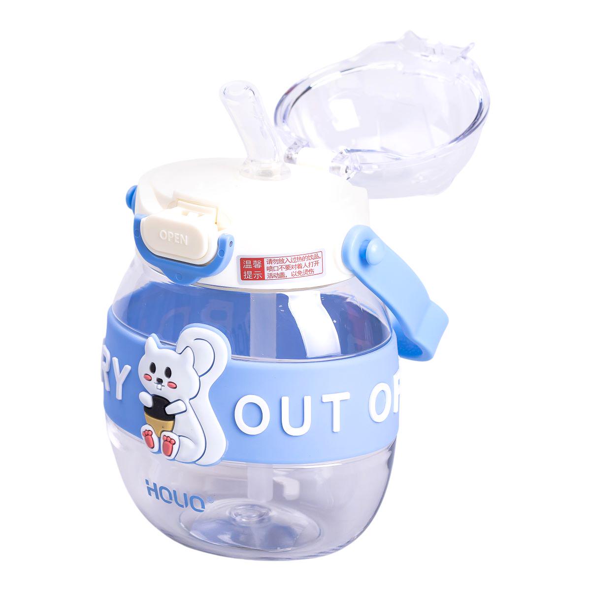 Пляшка для води дитяча з трубочкою з ручкою та ремінцем 15 см 580 мл Синій (6753) - фото 5 Пляшка для води дитяча з трубочкою з ручкою та ремінцем 15 см 580 мл Синій (6753) - фото 5