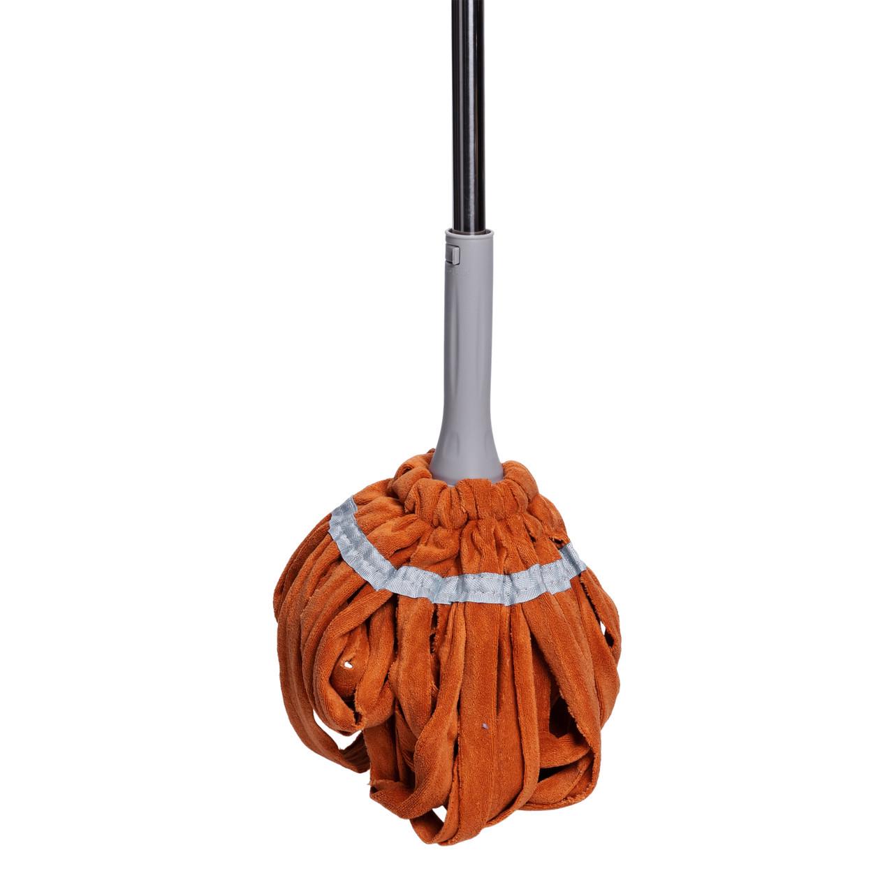 Швабра телескопическая для мытья пола с самоотжимом Оранжевый - фото 4 Швабра телескопическая для мытья пола с самоотжимом Оранжевый - фото 4