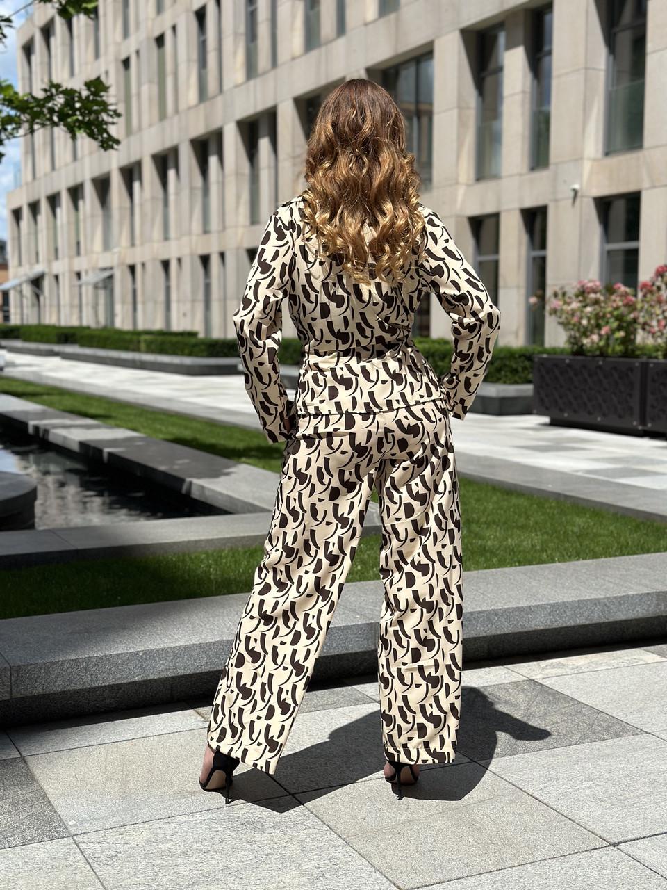 Костюм женский софт рубашка и брюки с шоколадным принтом 2XL Капучино (2656570190) - фото 5