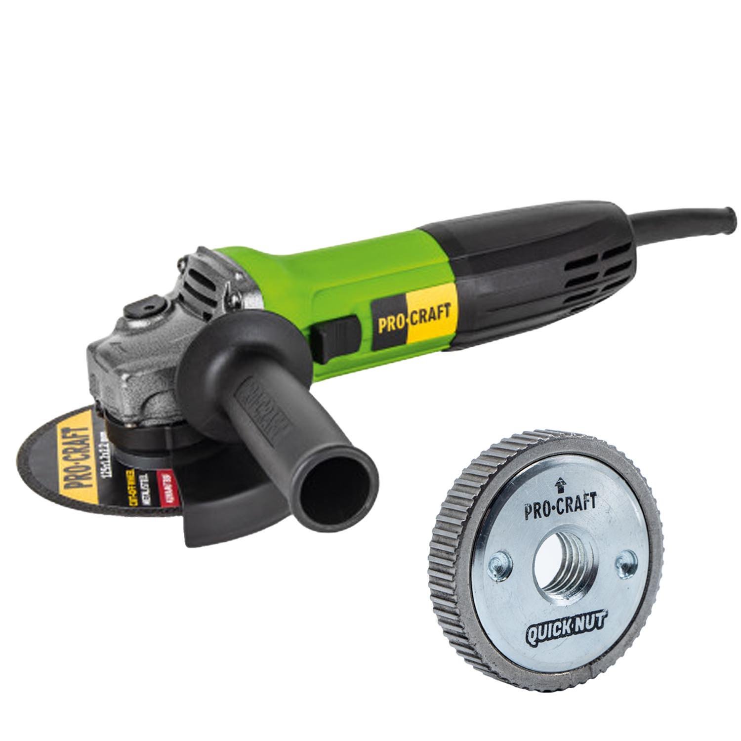 Кутошліфувальна машина Procraft PW1100 125 мм в комплекті швидкозатискна гайка Procraft M14 (141101)
