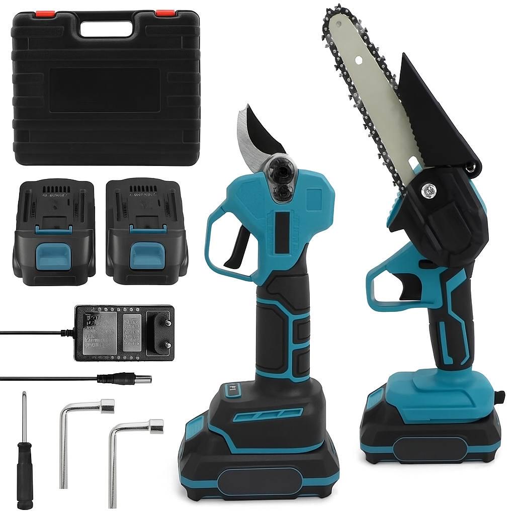 Набор электроинструментов аккумуляторная цепная пила и секатор в кейсе (deae92d3)