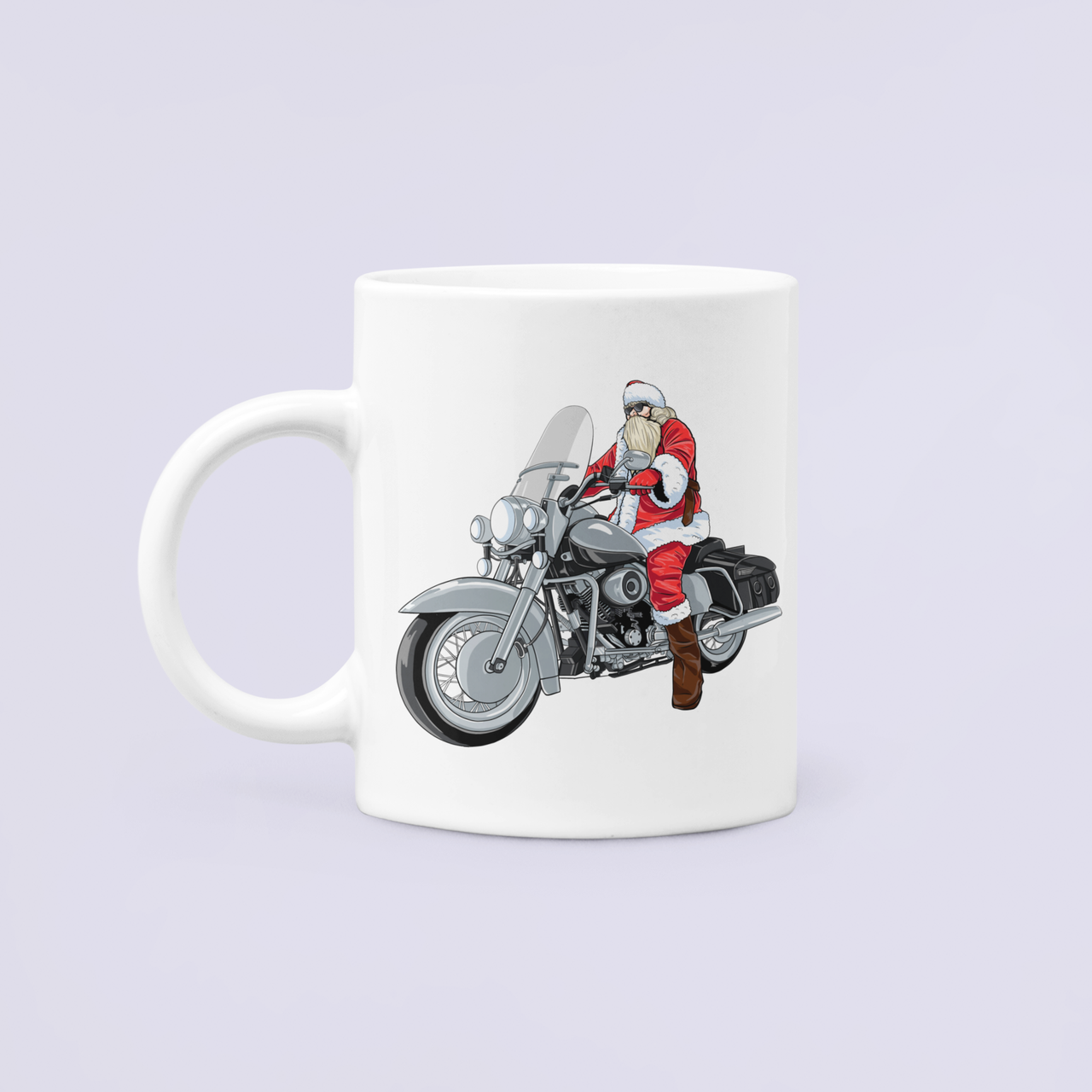 Чашка керамическая с принтом Санта Байкер 330 мл Белый (НГ121Ч)