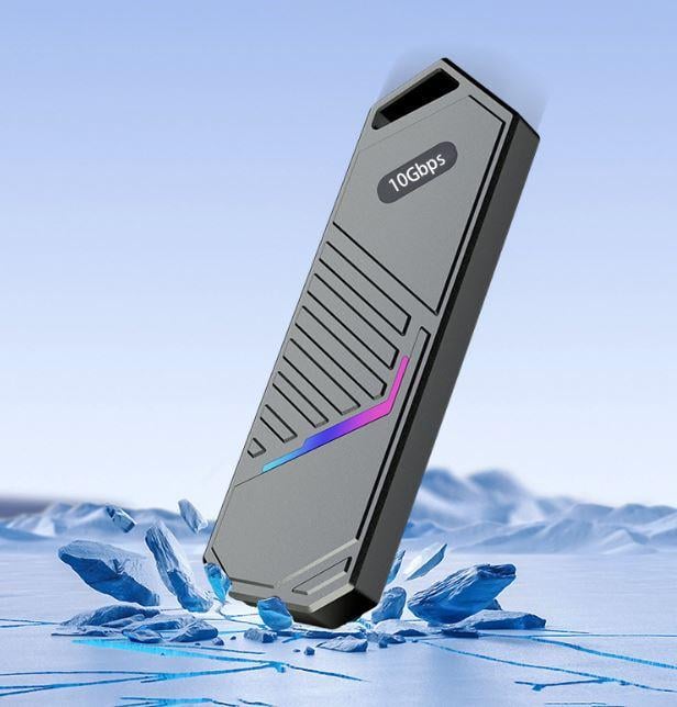 Карман внешний алюминиевый Chuanglan KFS102 для M.2 SSD двойной протокол NVMe + SATA Type-C/поддержка до 4 ТБ Серый (31749760)