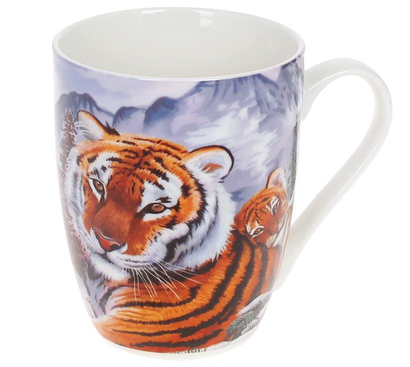Кружка фарфоровая BonaDi Тигр с тигренком 380 мл (K015)