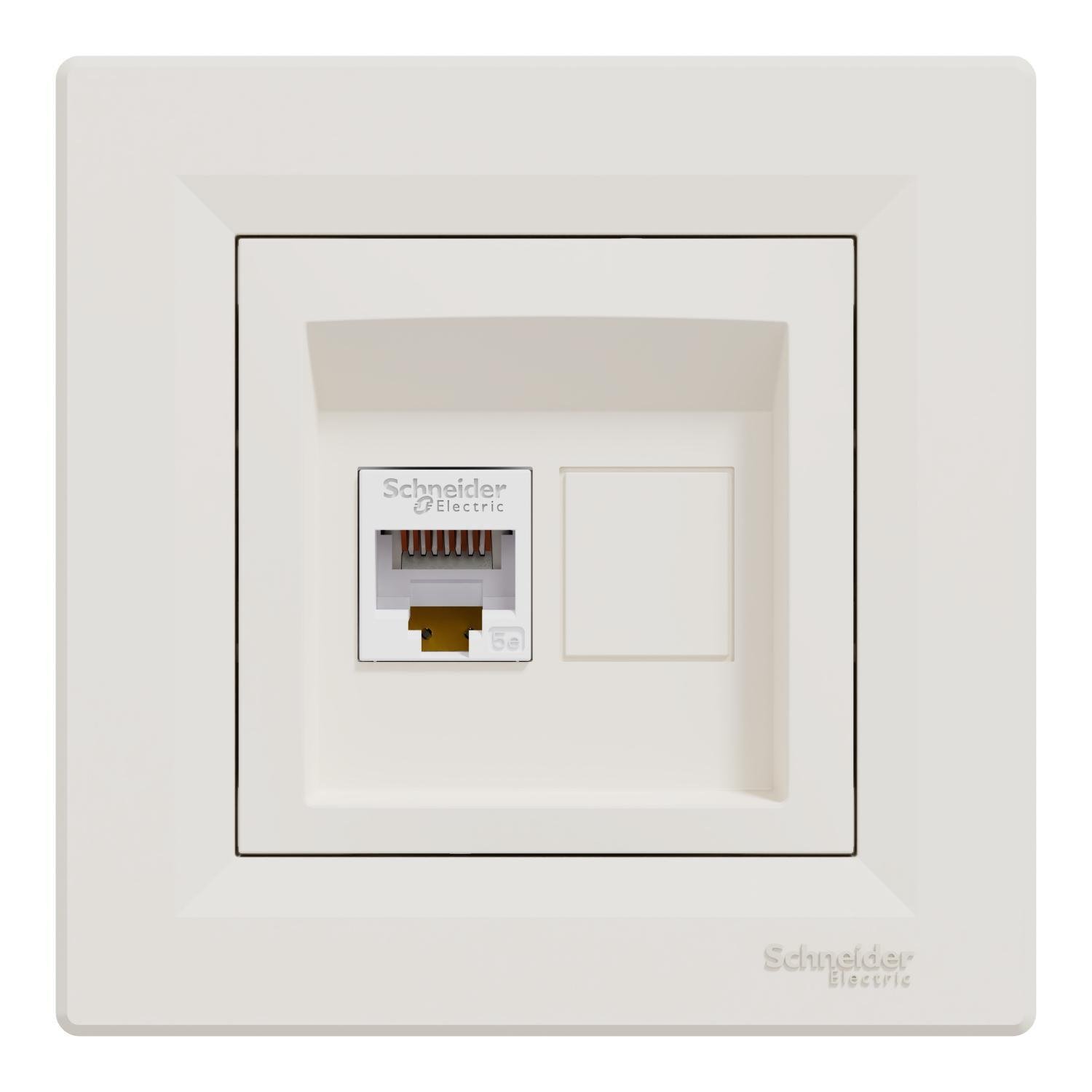 Розетка одинарная компьютерная RJ-45 Schneider Electric Asfora Кремовый (00000003084)