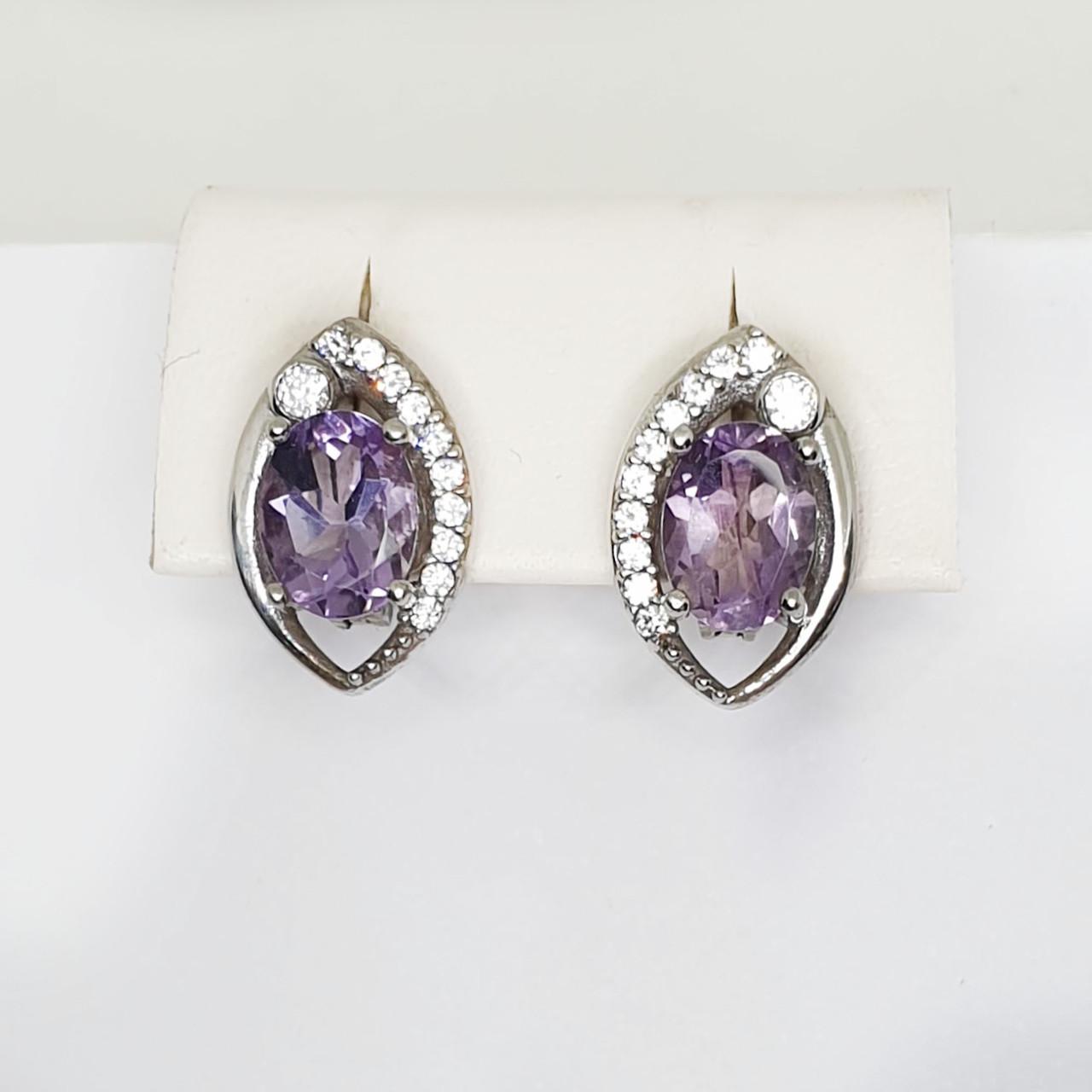 Серьги серебряные с аметистом 3,64 г (1420764516)