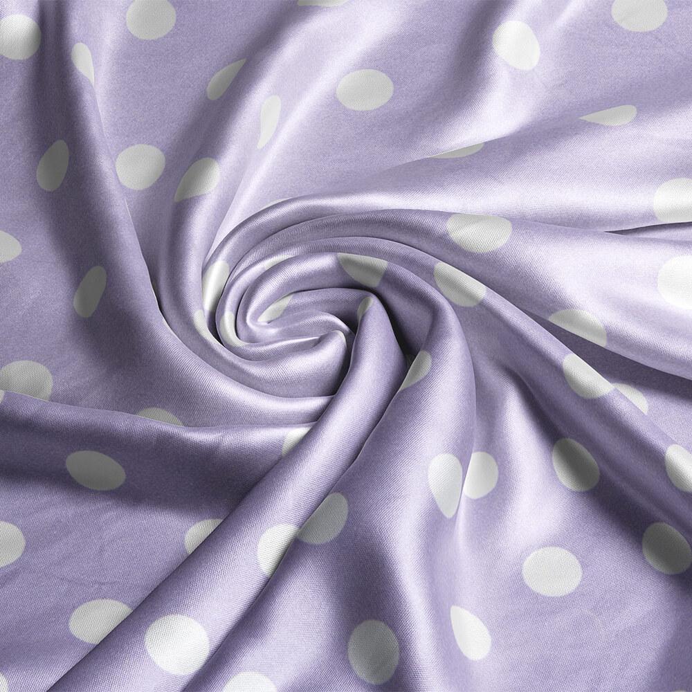 Ткань платечная атлас шелк стрейч Горошек Светлая сирень (18205)