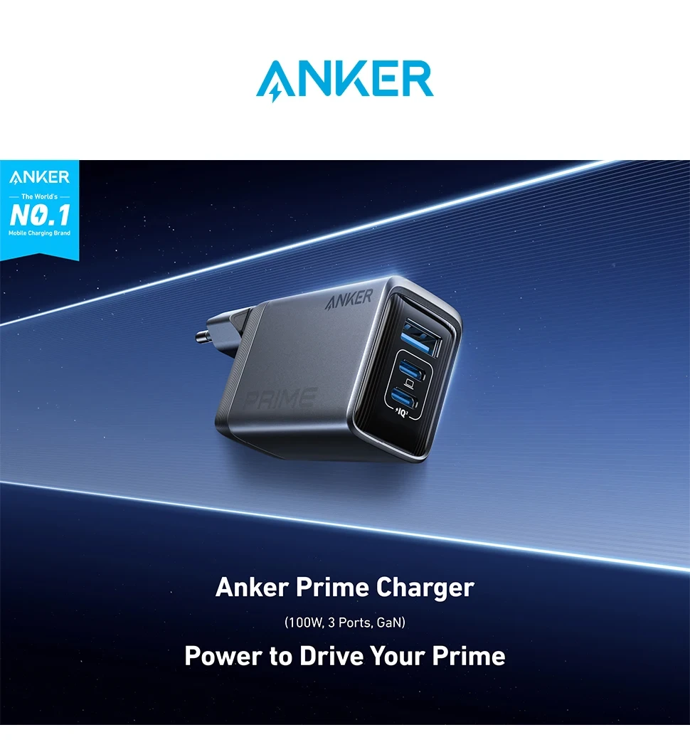 Зарядний пристрій складний Anker GaNPrime Charger 100W 2xUSB-C PD 1xUSB-A - фото 6
