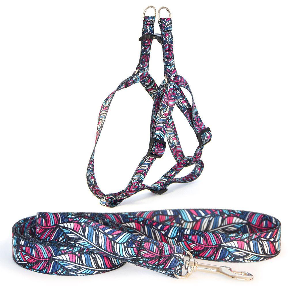 Шлея с поводком Перо капроновая 120 см (ф898)