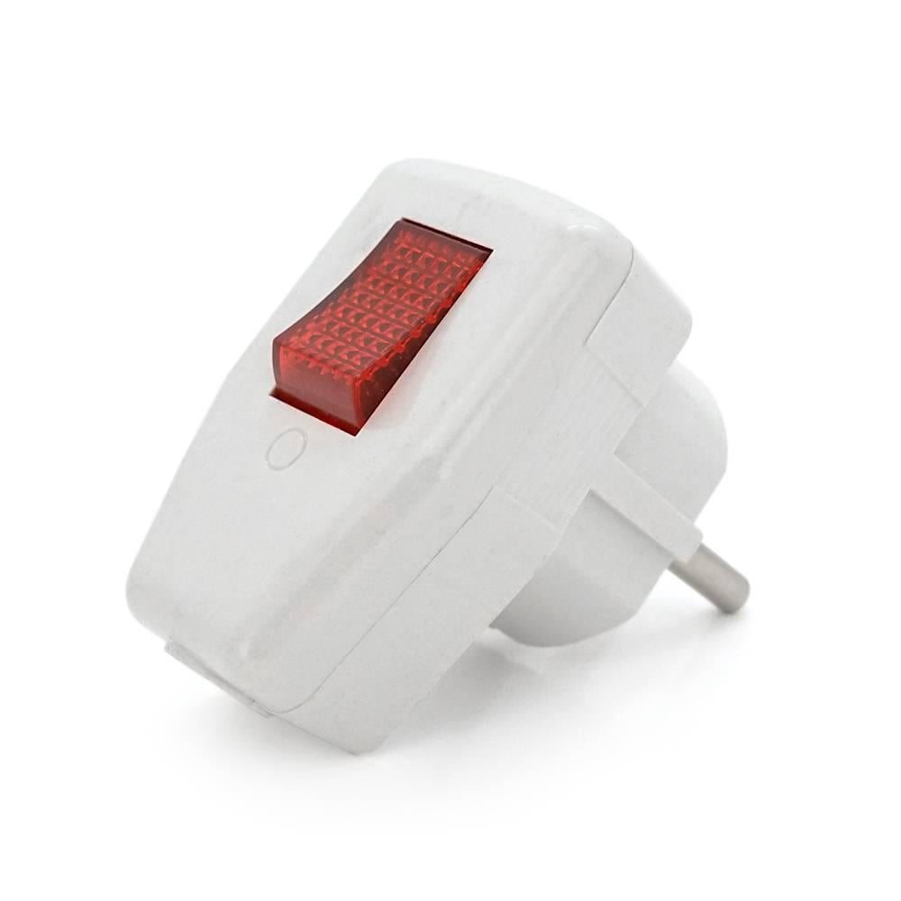Вилка з вимикачем кутова YT-426A 16A 250V A105 White (29059)