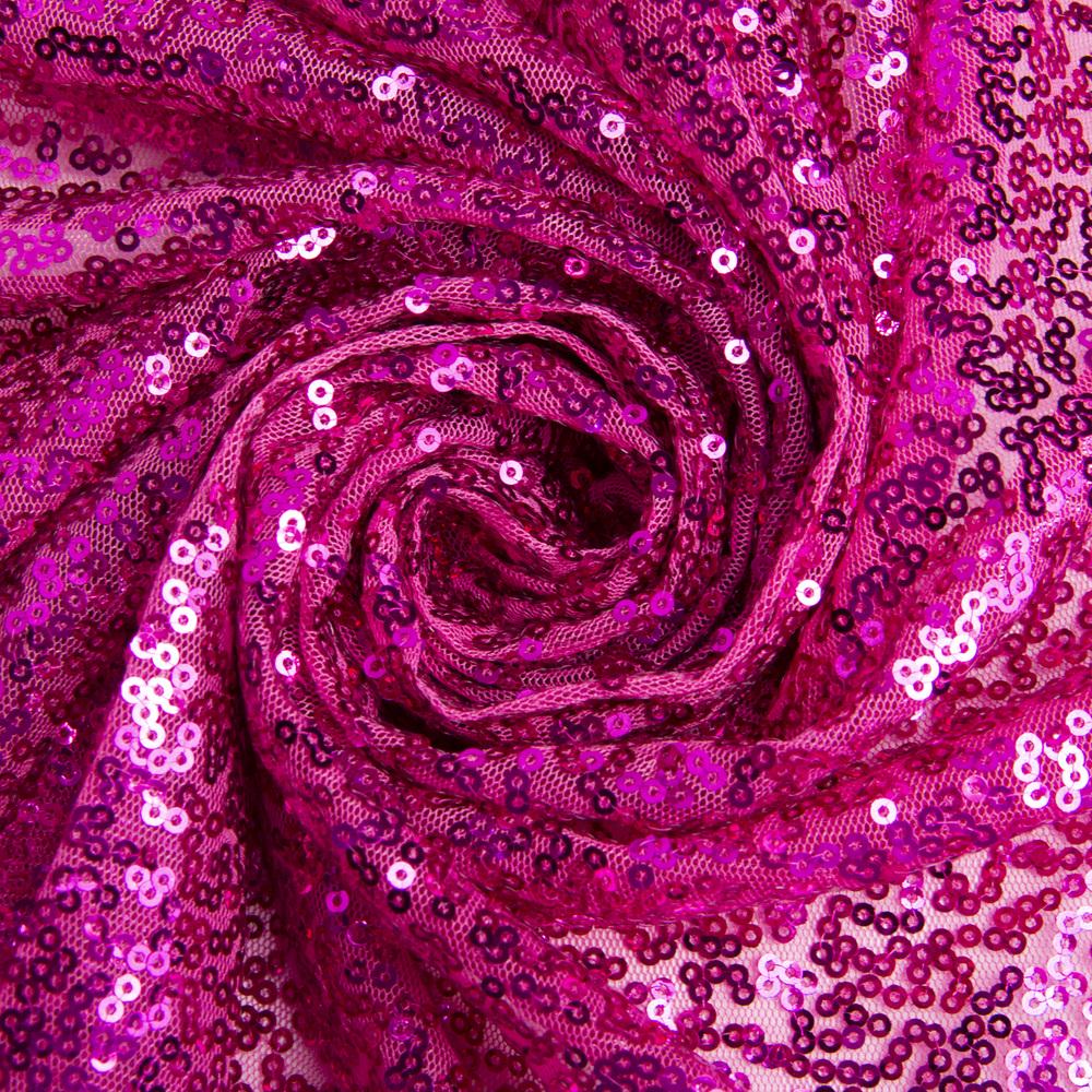 Ткань сетка с пайетками Светлая малина (24378)